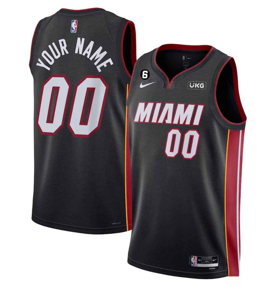 Men & Youth Customized Miami Heat Black Icon Edition With NO.6 Patch Stitched Jersey